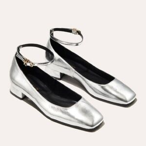 Margaux Silver Mirror Ankle Strap heels nib. 10.5 wide fits like 10